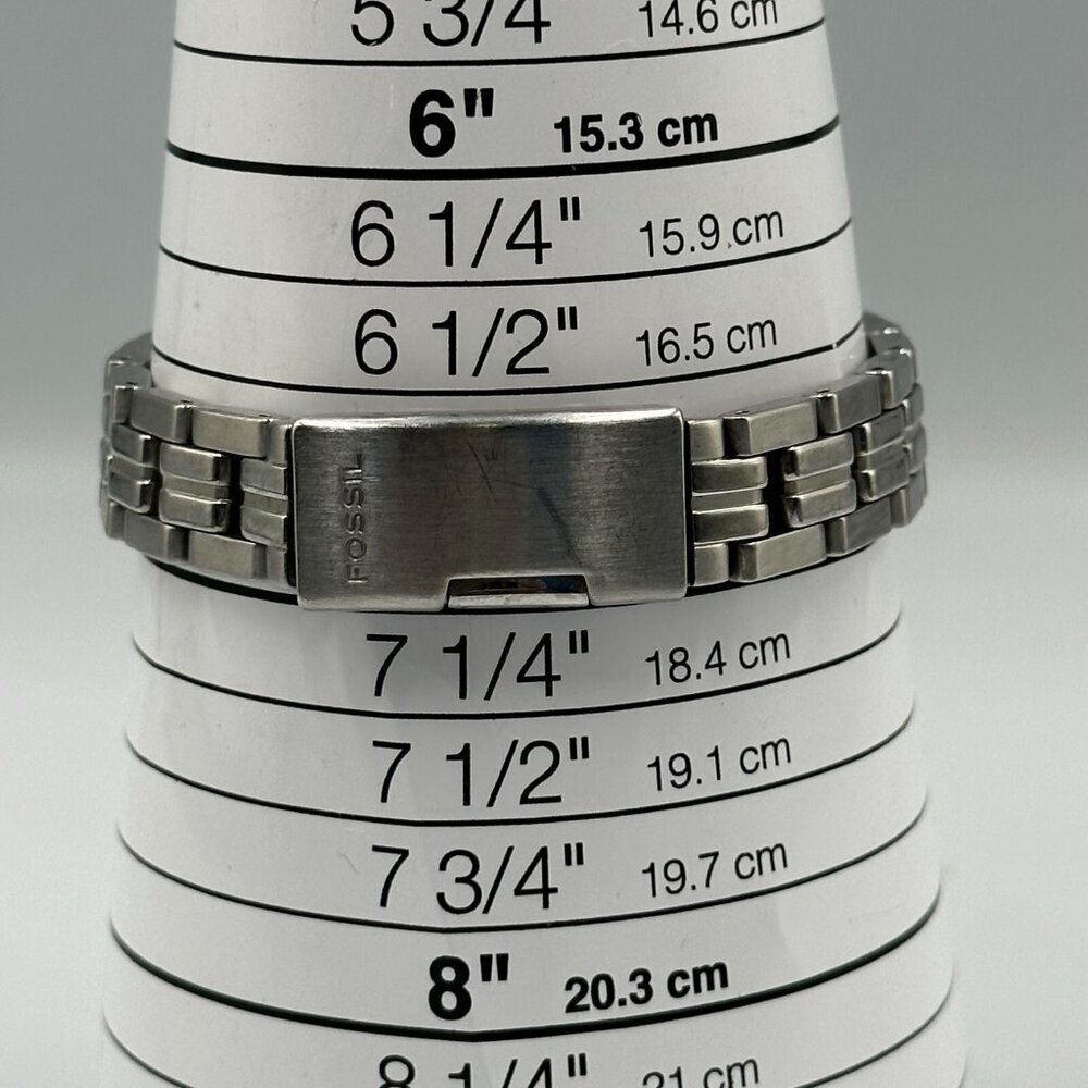 3/$30 Fossil Watch Women Silver Tone White Dial Date Flawed Crystal 7.25" - Picture 12 of 14